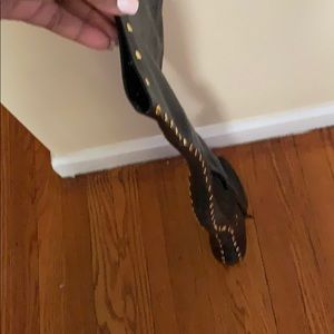 Thigh high Black leather studded boots